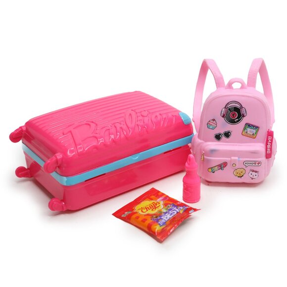 Barbie Pink Fashionistas Doll Travel Set: Luggage Suitcase & Sticker Backpack - Picture 9 of 9